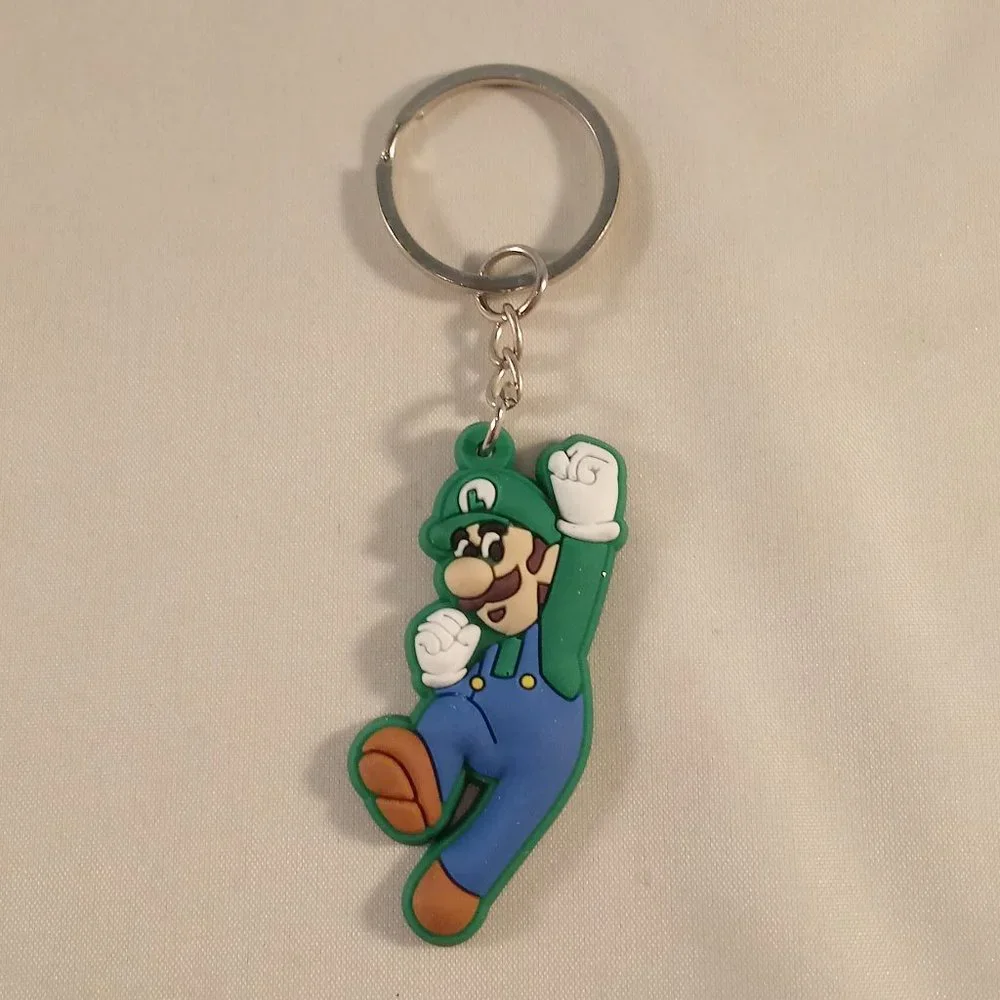 Men's Silver Mario Brothers Mario Luigi Characters Keychain Key Ring Lot of 2